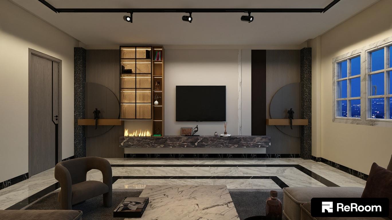 Living Room in Modern Fusion Style - ReRoom AI