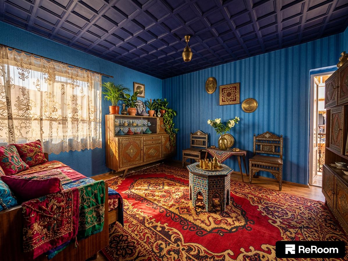 Living Room in Moroccan Mystique Style - ReRoom AI