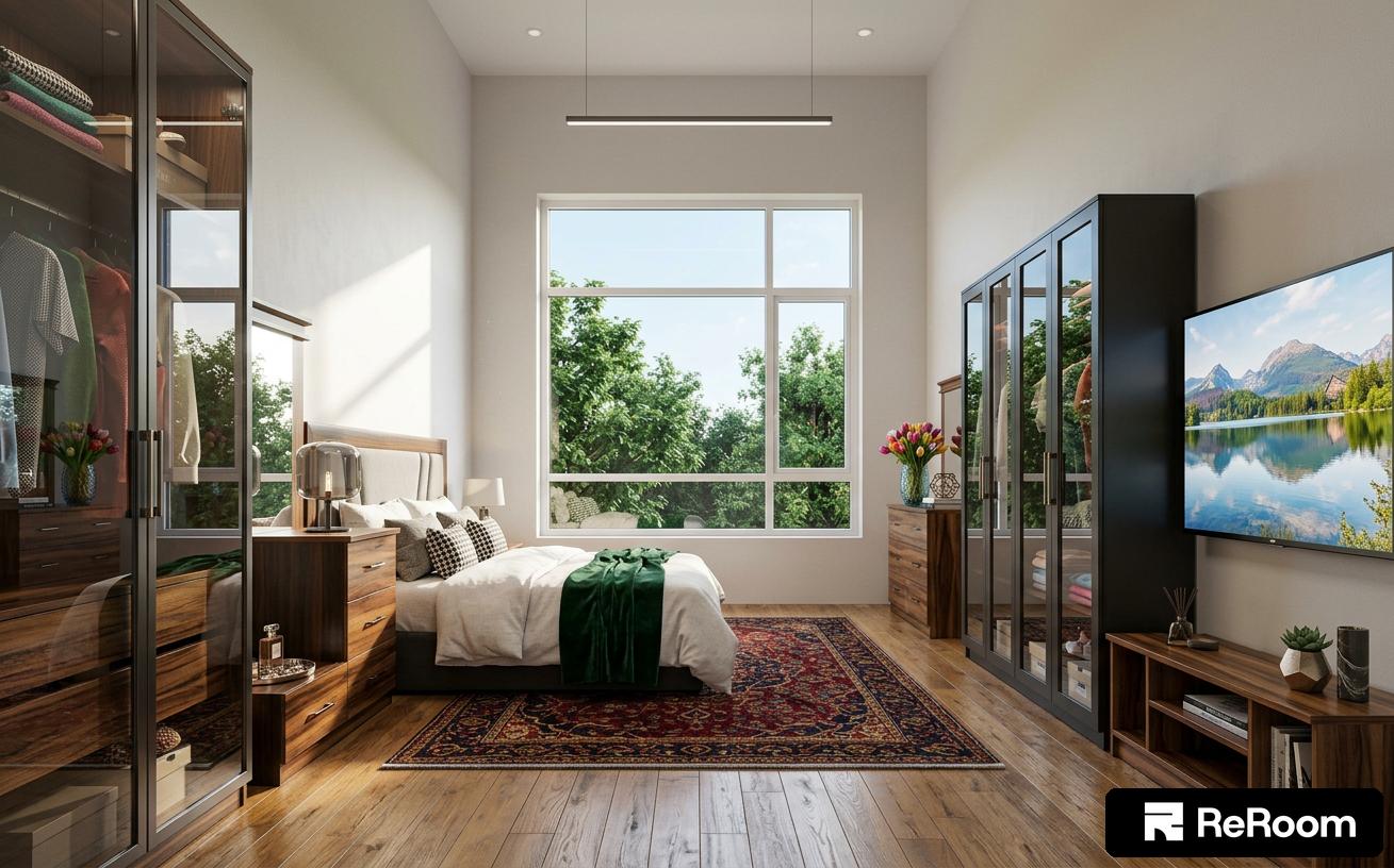 Bedroom in Modern Fusion Style - ReRoom AI
