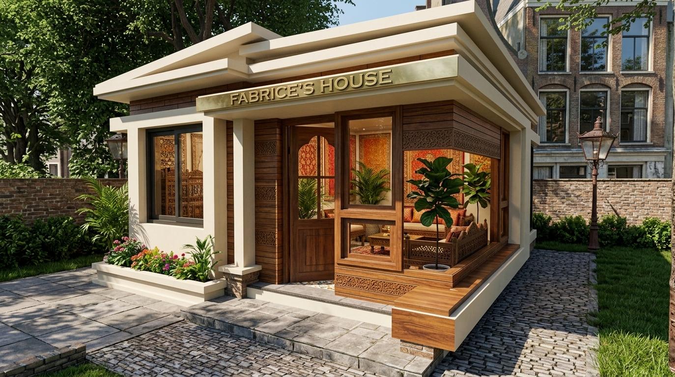 An incredibly lifelike, richly detailed, photorealistic architectural photo of a vibrant living room set in a modern urban environment. The scene is illuminated by midday summer sun, casting crisp shadows and creating a warm, inviting atmosphere. Captured with a wide-angle lens, perhaps for a photography book showcasing Indian exuberance, the rendering emphasizes the luxurious textures of Indian textile wall art in shades of rich reds, oranges, and golds that adorn the walls. Carved wooden and brass furniture, with intricately adorned surfaces, are arranged thoughtfully throughout the space, reflecting an opulent, handcrafted aesthetic. Lush indoor plants add touches of natural green, complementing the vibrant color palette and the overall Indian-inspired decor. The composition draws the eye into the heart of the room, suggesting comfortable seating and a lively ambiance, with a subtle depth of field blurring the edges of the scene to focus attention on the exquisite details of the Indian-inspired furnishings and decor.