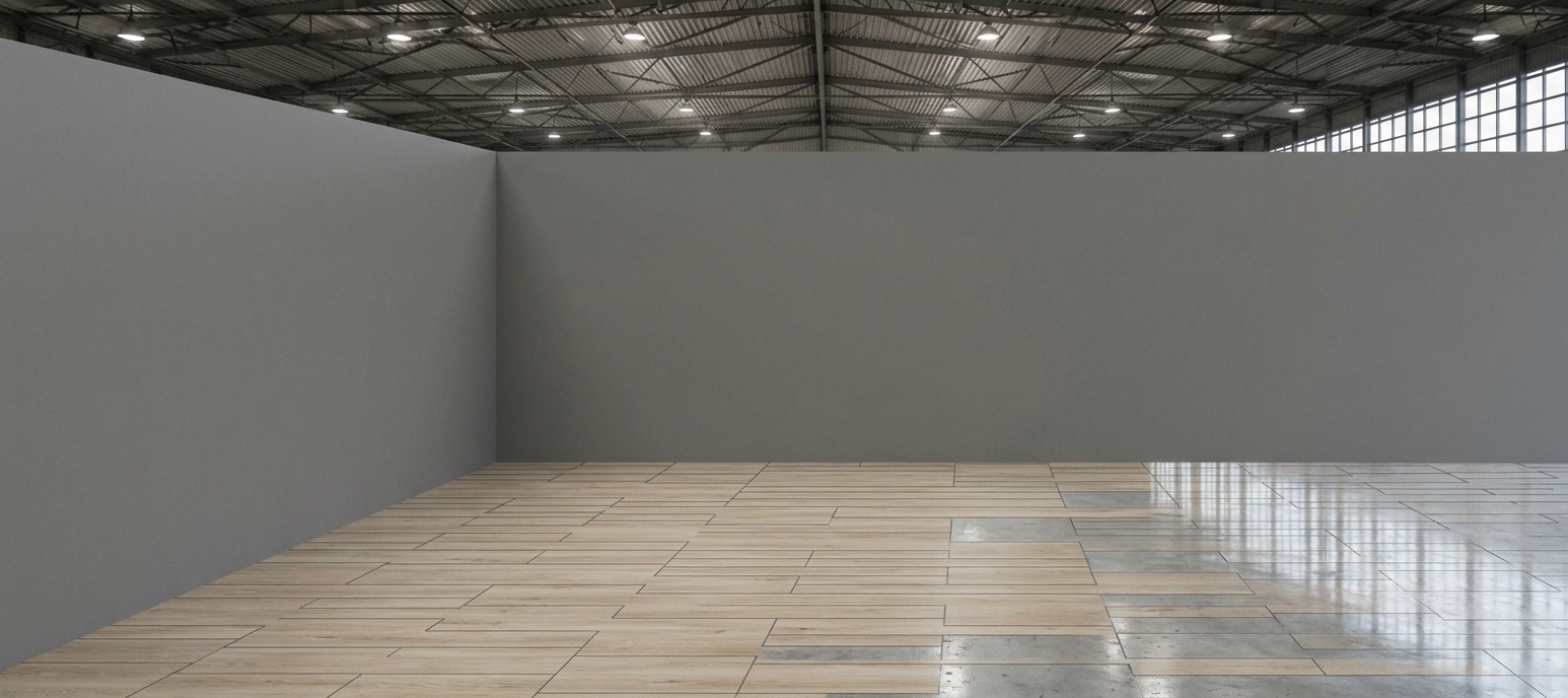 The photo, reference no auth/10304e25 2eb9 4f5d a5f9 0194787715cd.png, captures a pristine, minimalist interior space defined by its clean lines and understated materials. The architectural style leans distinctly modern, focusing on simplicity and functionality. The walls and ceiling are painted in a soft, matte white, providing a neutral backdrop that maximizes the sense of openness and reflects light beautifully. The floor is covered in light-toned wooden planks, likely oak or a similar species, laid in a horizontal pattern that extends into the depth of the room. The subtle grain and warm, natural hues of the wood introduce a touch of organic texture, contrasting gently with the smooth, unblemished surfaces of the walls. Lighting appears even and diffused, suggesting ample natural light from an unseen window or sophisticated, integrated artificial lighting that avoids harsh shadows, creating a bright and airy atmosphere. The composition is simple yet effective, with a low-angle shot emphasizing the expansive floor plane and the clean intersection of the walls and ceiling. The corner of the room is visible on the left, receding into the background, showcasing the well-proportioned dimensions of the space. This empty room acts as a blank canvas, devoid of any furnishings or decor, highlighting its potential for various uses while exuding a calm and spacious ambiance.