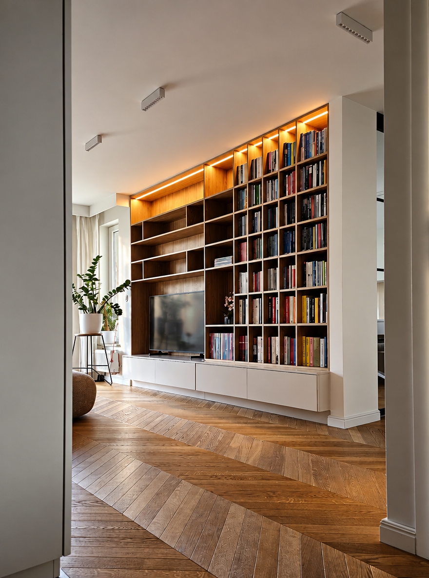 An incredibly lifelike, richly detailed, ultra-photorealistic high-end interior architectural photograph with extraordinary physical realism, natural material definition, realistic light behavior, authentic photographic depth, subtle imperfections and exceptional photographic credibility. The image must look indistinguishable from a real luxury interior photograph captured with a professional full-frame camera, with beautifully controlled tonal depth, realistic reflections, tactile surfaces, natural shadows and sophisticated dark-luxury atmosphere.

## ABSOLUTE PRESERVATION

The existing architecture, layout, geometry, proportions, furniture placement, camera position, camera height, focal length, perspective, composition, framing, spatial relationships, and any existing rug remain completely unchanged.

Do not alter, redesign, reinterpret, relocate, resize, replace, remove, add, simplify, or reconstruct any architectural element, furniture, decoration, object, fixture, appliance, opening, wall, ceiling, floor geometry, kitchen island, cabinetry, doors, windows, or built-in element.

Do not change the camera angle or viewpoint in any way.

Do not crop, zoom, pan, tilt, rotate, dolly, shift, or reframe the image.

The original composition must remain exactly the same.

Only improve photographic realism, surface realism, material depth, texture quality, and physically accurate light–material interaction.

No redesign.
No reinterpretation.
No creative alteration.
No change to the architecture.
No change to the furniture layout.
No change to the composition.

The final image must remain visually identical in architecture and composition to the reference image, with only the requested material and photographic-realism refinements applied.

## PHOTOGRAPHIC INTENT

Transform the reference into an ultra-realistic, high-end editorial architectural photograph.

The image must look like a real professional architectural interior photograph captured on a full-frame professional camera.