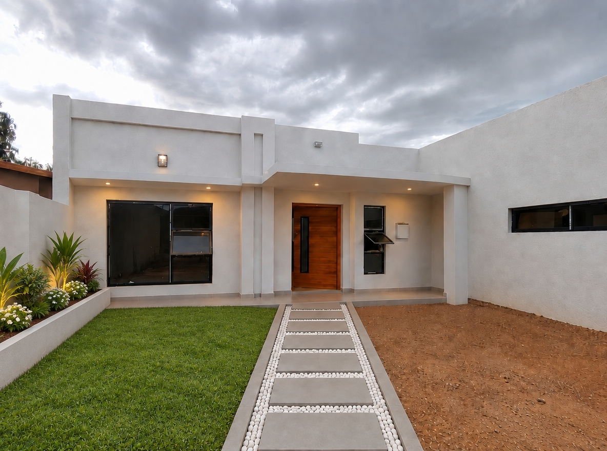 add raised flower bed on the left boundary wall. add lawn between flower bed and the pathway
