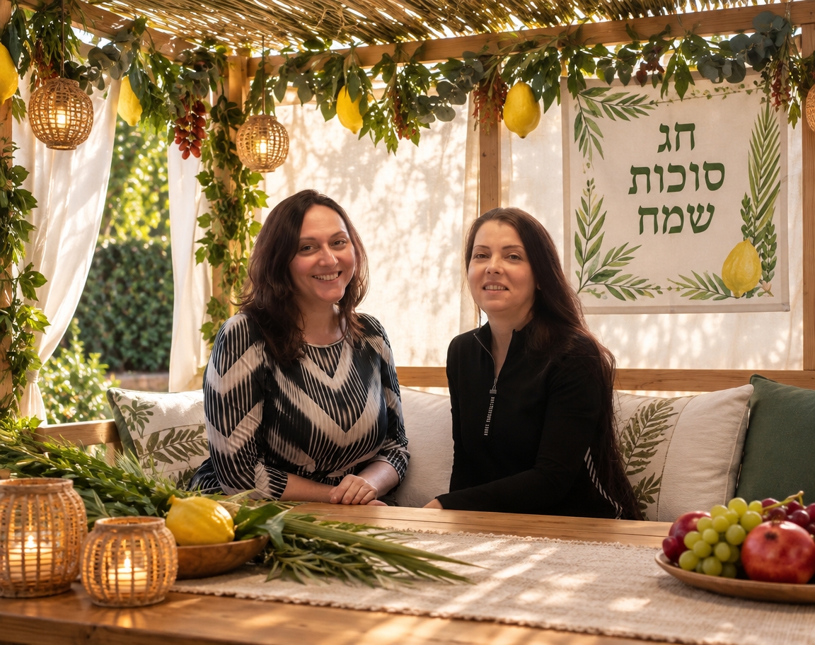 תקח את האנשים שבתמונה ותשים בתוך ברכה מעוצבת ברמה גבוהה לכבוד חג סוכות